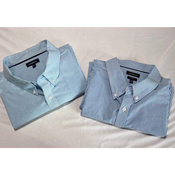 Lot of 2 Croft & Barrow Men’s XXL Blue Pinstripe Button-Down Shirts Easy Care - Picture 1 of 11